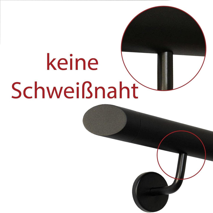 TIBU Handlauf Schwarz pulverbeschichtet V2A Edelstahl Geländer innen aussen wetterfest beständig 260