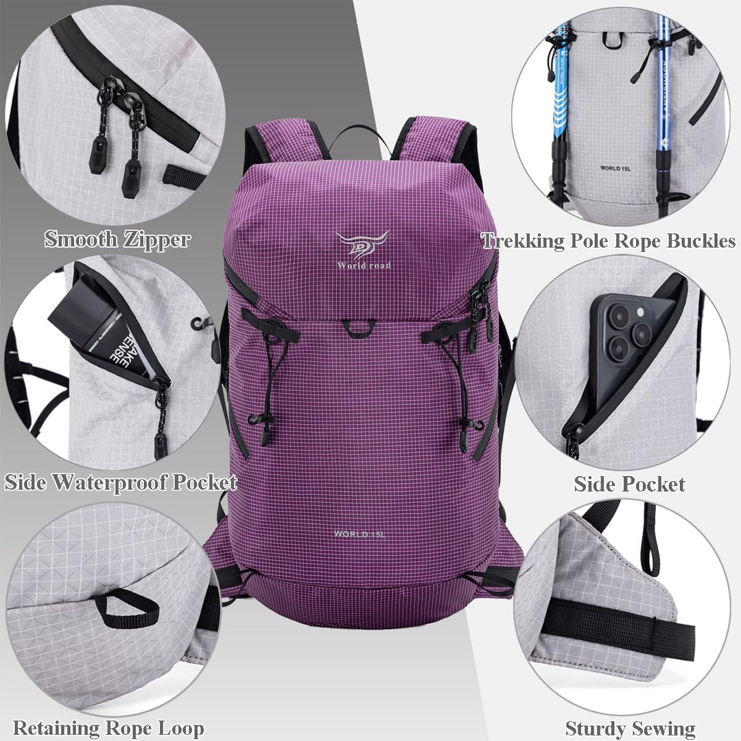 Kimwadalh Wanderrucksack für Damen 15L Trekkingrucksack Kleine Sport Rucksäcke für Radsport, Schule,