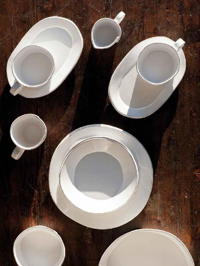 Virginia Casa Servierplatte, Teller LASTRA oval 47X32cm Creme weiss aus Keramik