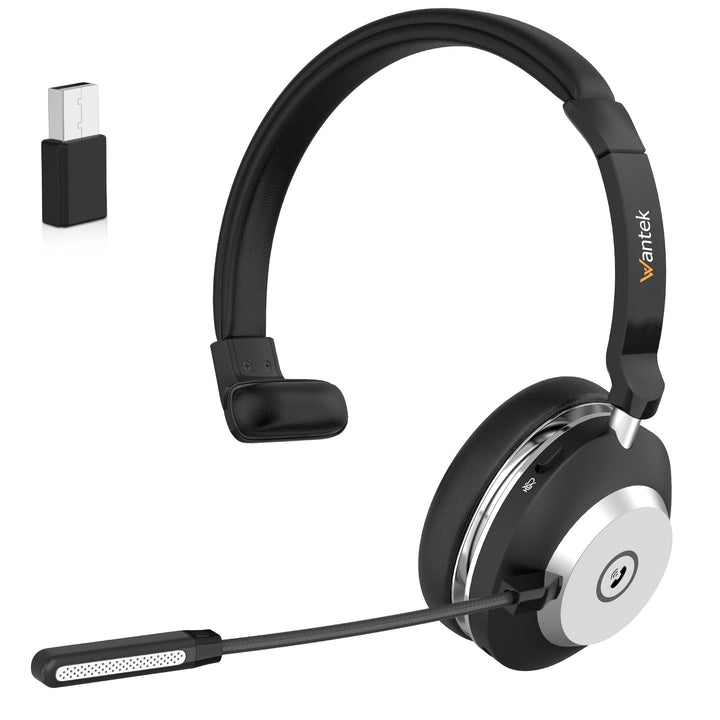 Wantek Kabelloses Headset, Bluetooth Kopfhörer mit Mikrofon Rauschunterdrückung & USB-Dongle, Kabell
