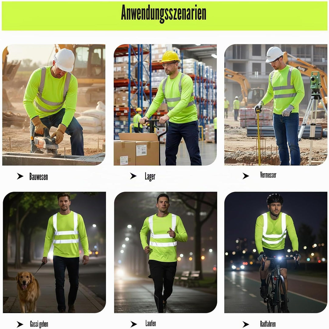 HYCOPROT Warnschutz T-Shirt Warnweste Reflektierend Warnweste Atmungsaktiv Leicht Kurzarmshirt Kurza