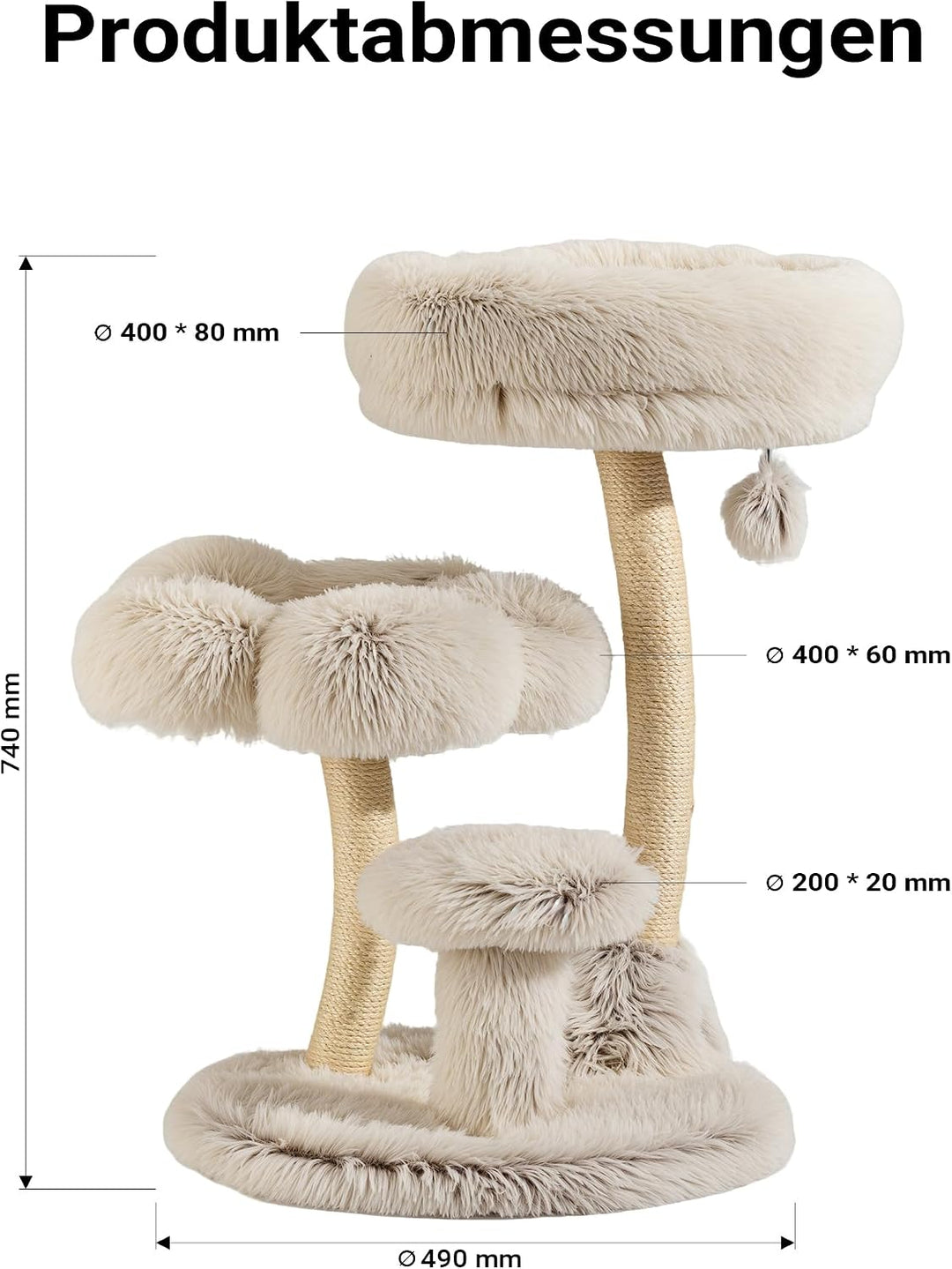 Fudajo Designer Kratzbaum 49 x 49 x 74 cm, Katzenkratzbaum mit Plüsch und Sisal, Kletterbaum für Kat
