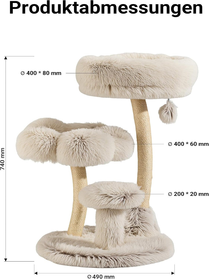 Fudajo Designer Kratzbaum 49 x 49 x 74 cm, Katzenkratzbaum mit Plüsch und Sisal, Kletterbaum für Kat