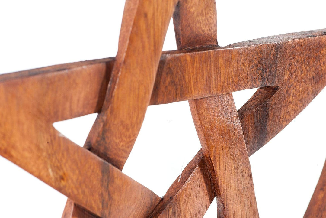 Windalf Grosses Schutz Holzskulptur SALUR Ø 30 cm Wunsch Pentagramm im Kreis Holzrelief Handarbeit