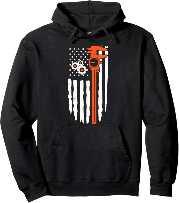 Machinist Flagge Bearbeitung Werkzeuge Mechaniker USA Flagge Pullover Hoodie