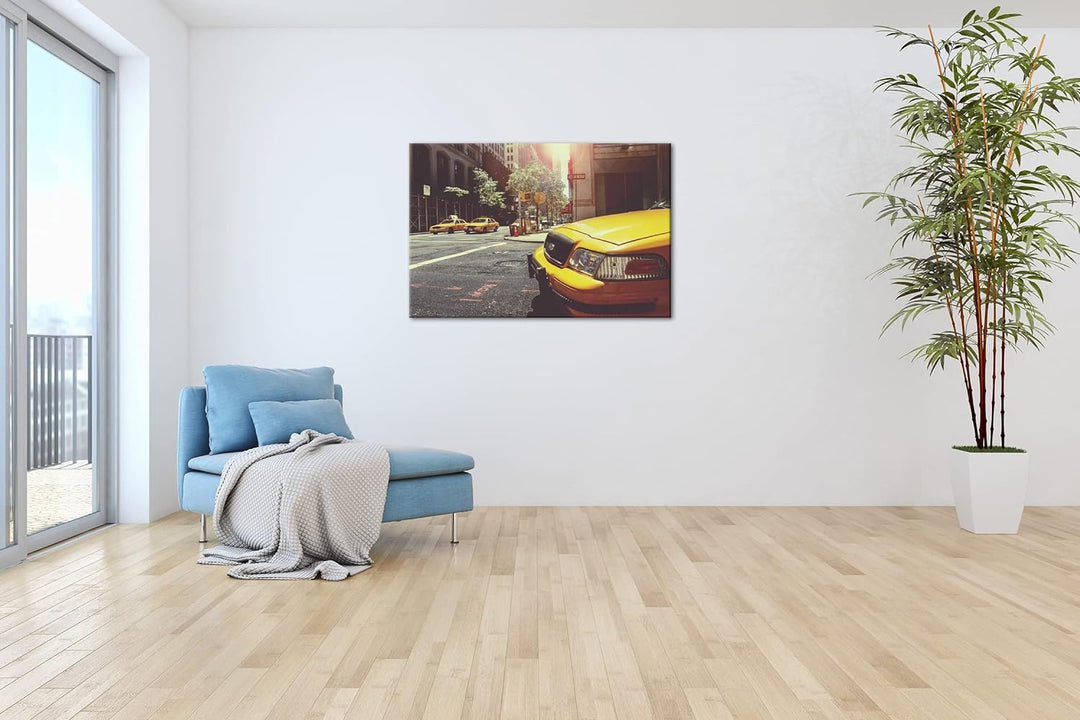 deyoli klassische Taxis in New York Format: 100x70 als Leinwandbild, Motiv fertig gerahmt auf Echtho