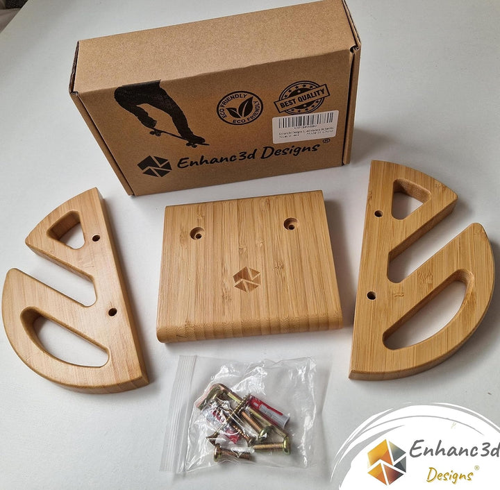 Skate-Wandhalterung aus Bambusholz, modernes und Robustes Design, Skate-Wandaufhänger, Longboard-Wan