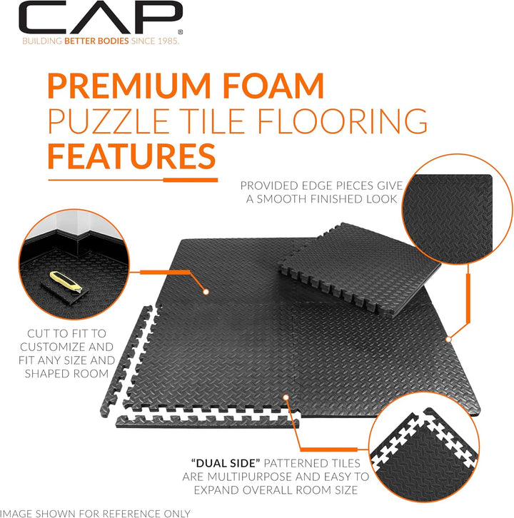 Cap Puzzle-Übungsmatte mit Diamantplatte, 61 x 61 cm, mehrere Optionen 1er-Pack (6 Fliesen) 1,9 cm D
