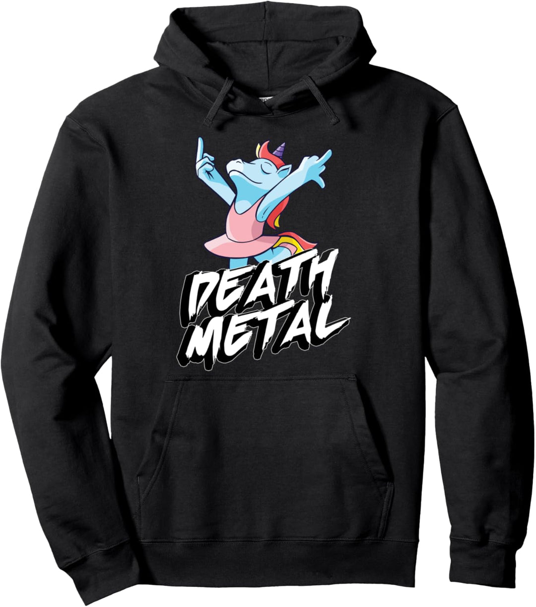 Death Metal Einhorn Mittelfinger Unicorn Party Pullover Hoodie