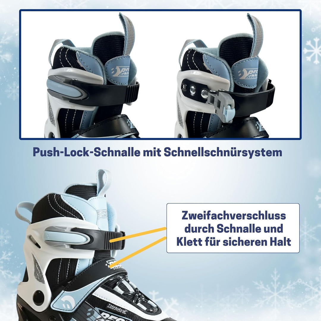 Best Sporting Schlittschuhe Kinder, Damen &amp; Herren I 4-Fach verstellbare Eislaufschuhe Kinder I Soft