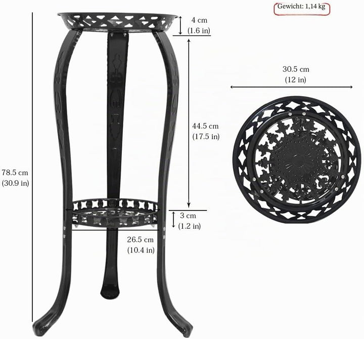 Cre Cra Pflanzenständer,2 Ebenen,für drinnen und draussen,Blumentopfhalter,Metall Blumenständer schw