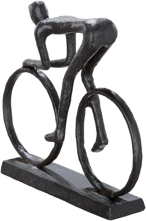 GILDE Design Skulptur Racer brüniert - Figur auf Rennrad - Höhe 15 cm Höhe 15 cm Braun, Höhe 15 cm B