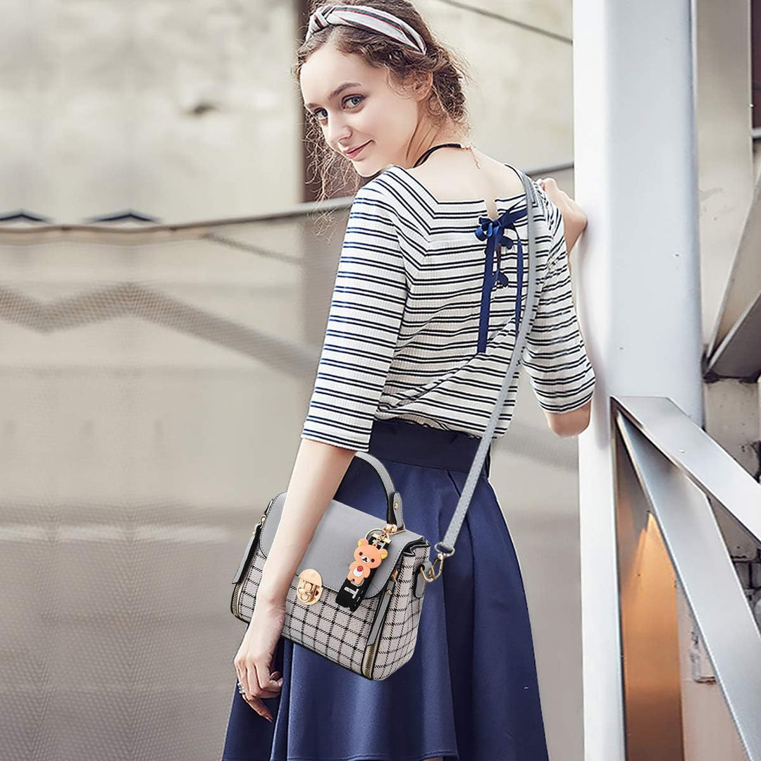 NICOLE&DORIS Handtaschen für Damen Niedliche Umhängetasche Mädchen Reissverschluss Handtasche PU Led