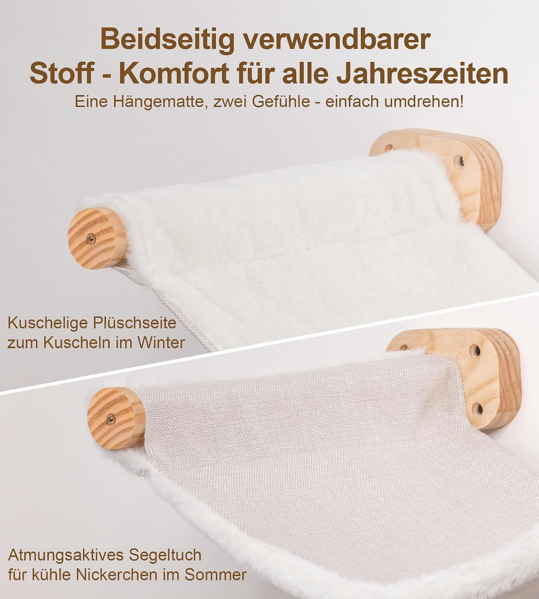 Kletterwand Katzen, Wandmontiertes Katzenhängematte, Katzen Kletterwand Set, Kiefernholz Katzenregal