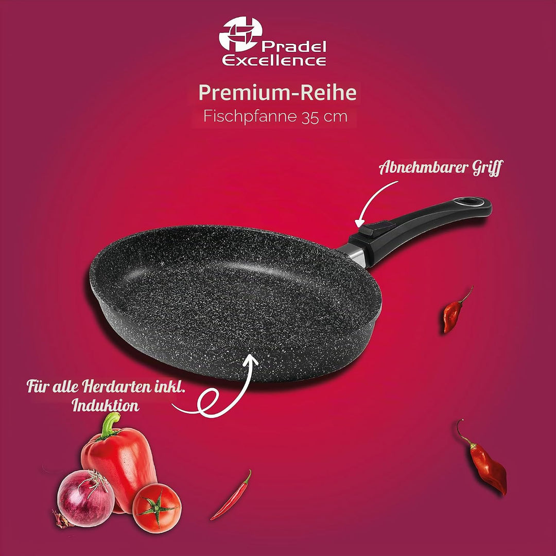 Pradel Excellence 52805M Fischpfanne, Steinoptik, aus Aluminiumguss, mit abnehmbarem Griff
