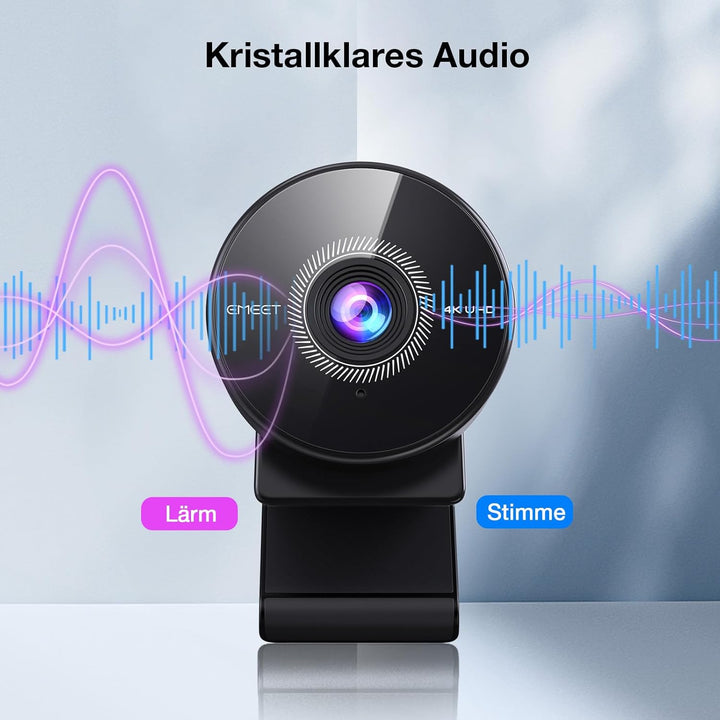 EMEET C950 4K Webcam für PC, 8 Megapixel 4K UHD, PDAF-Autofokus, Mikrofon mit Geräuschunterdrückung,