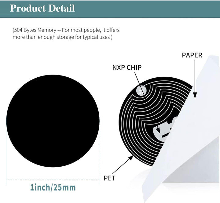 100 Stück NFC Tag Sticker Schwarz NFC Aufkleber Tags Ntag215 Tag NFC Chip 504 Bytes Kompatibel mit T