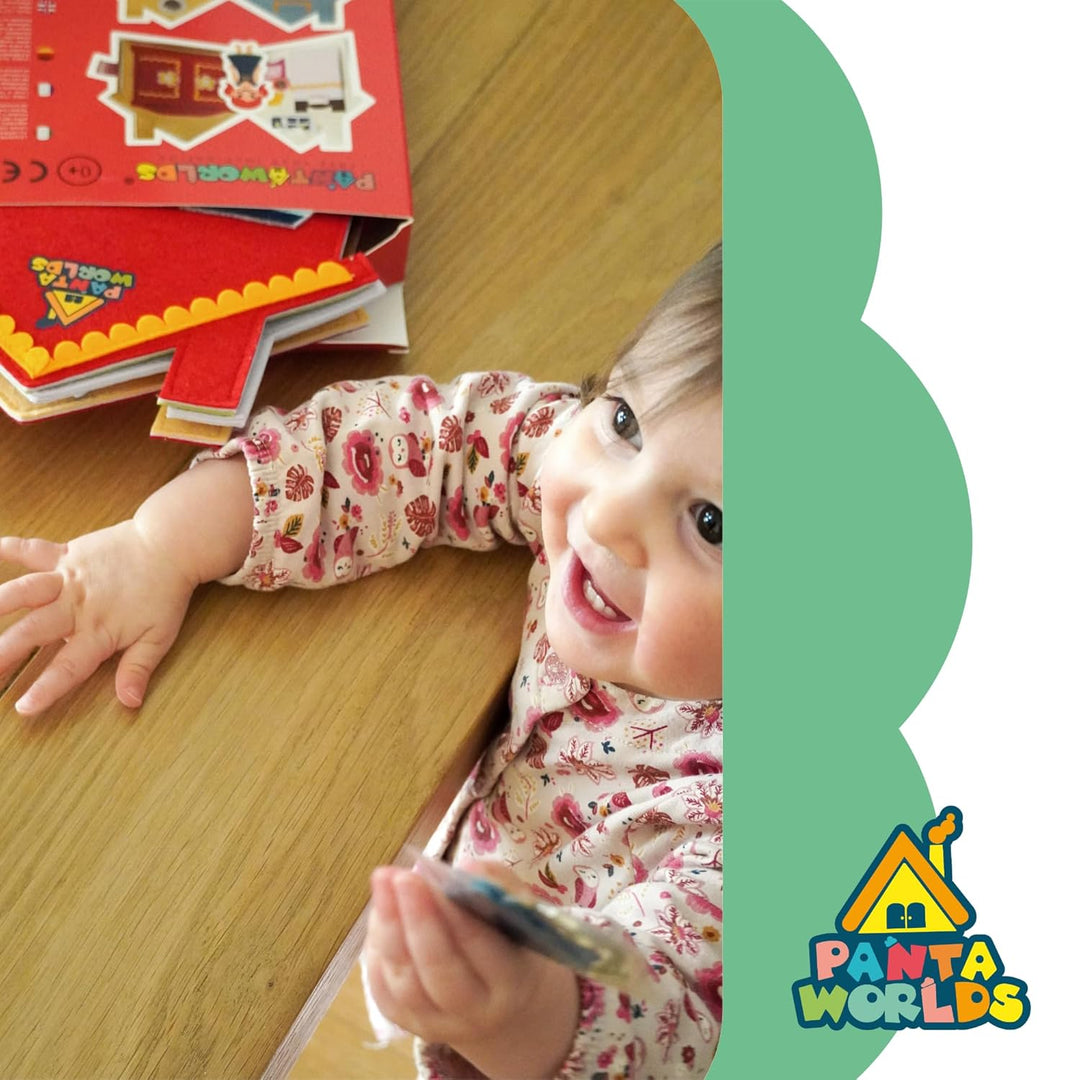 Meqbem® PANTAWORLDS® | Quiet Book | Pädagogisches Sensorisches Stoffbuch | Montessori Spielzeug ab 1