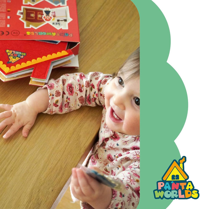 Meqbem® PANTAWORLDS® | Quiet Book | Pädagogisches Sensorisches Stoffbuch | Montessori Spielzeug ab 1