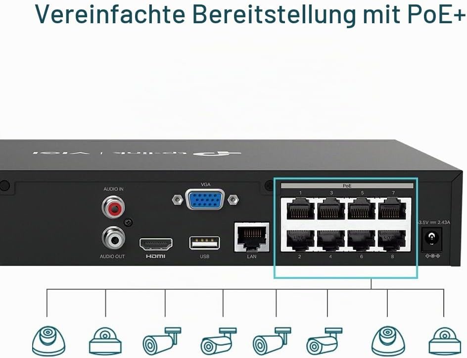 TP-Link VIGI NVR1008H-8MP Netzwerk-Videorekorder (NVR) Schwarz
