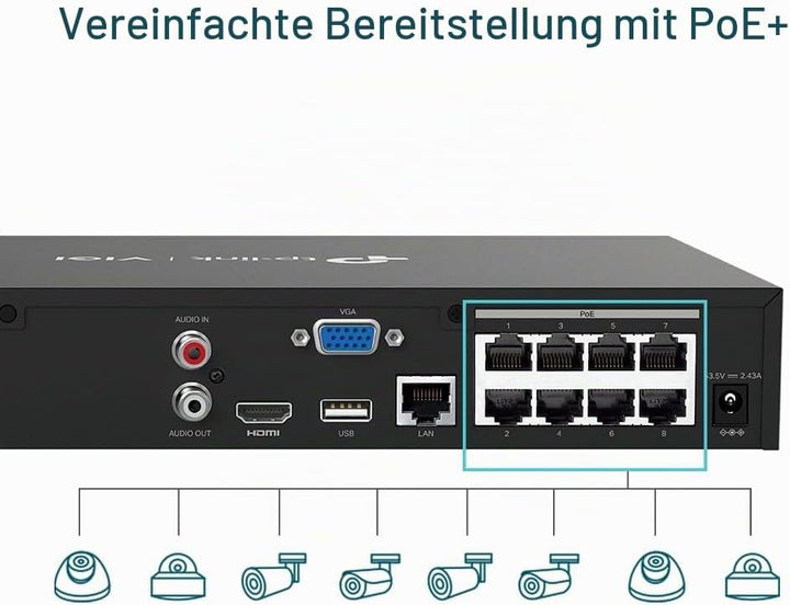 TP-Link VIGI NVR1008H-8MP Netzwerk-Videorekorder (NVR) Schwarz