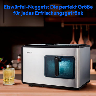 MEDION Eiswürfelmaschine (Nugget Eiswürfel, Crushed Ice, perfekt für Getränke & Cocktails, 2 Liter T