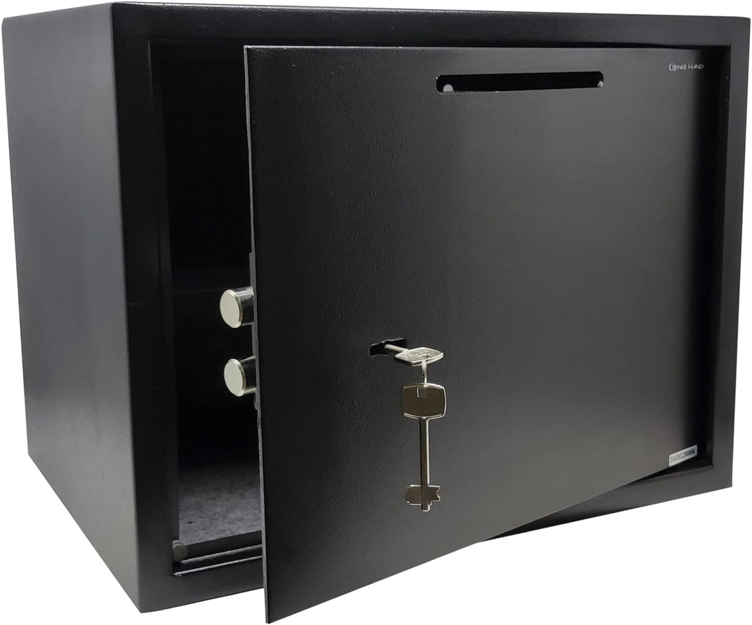 Genie Hand – Mechanische Tresorbox mit Einwurfschlitz – Doppelbartschloss (extra gross), extra gross