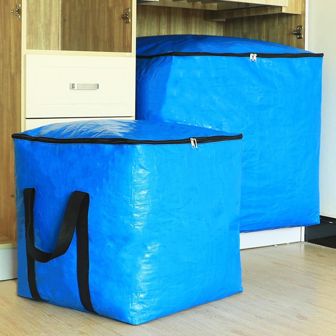Blauer Packsack 50×50×50 cm 125L Aufbewahrungsbeutel mit Deckel und Griffen Faltbare Aufbewahrungsbo
