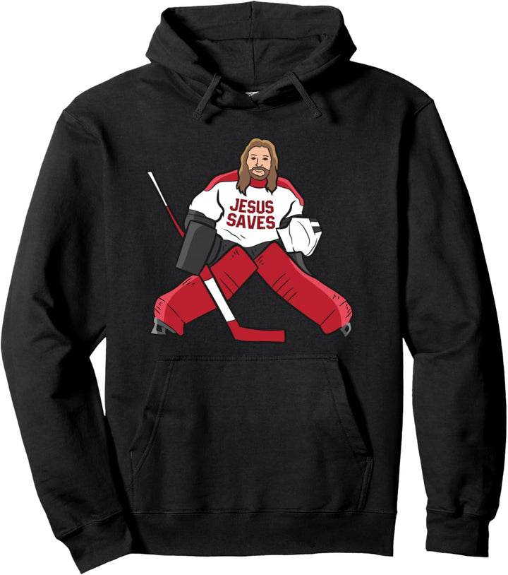 Lustiges Hockey Jesus Rettet Hockey Torwart Jesus Saves Pullover Hoodie