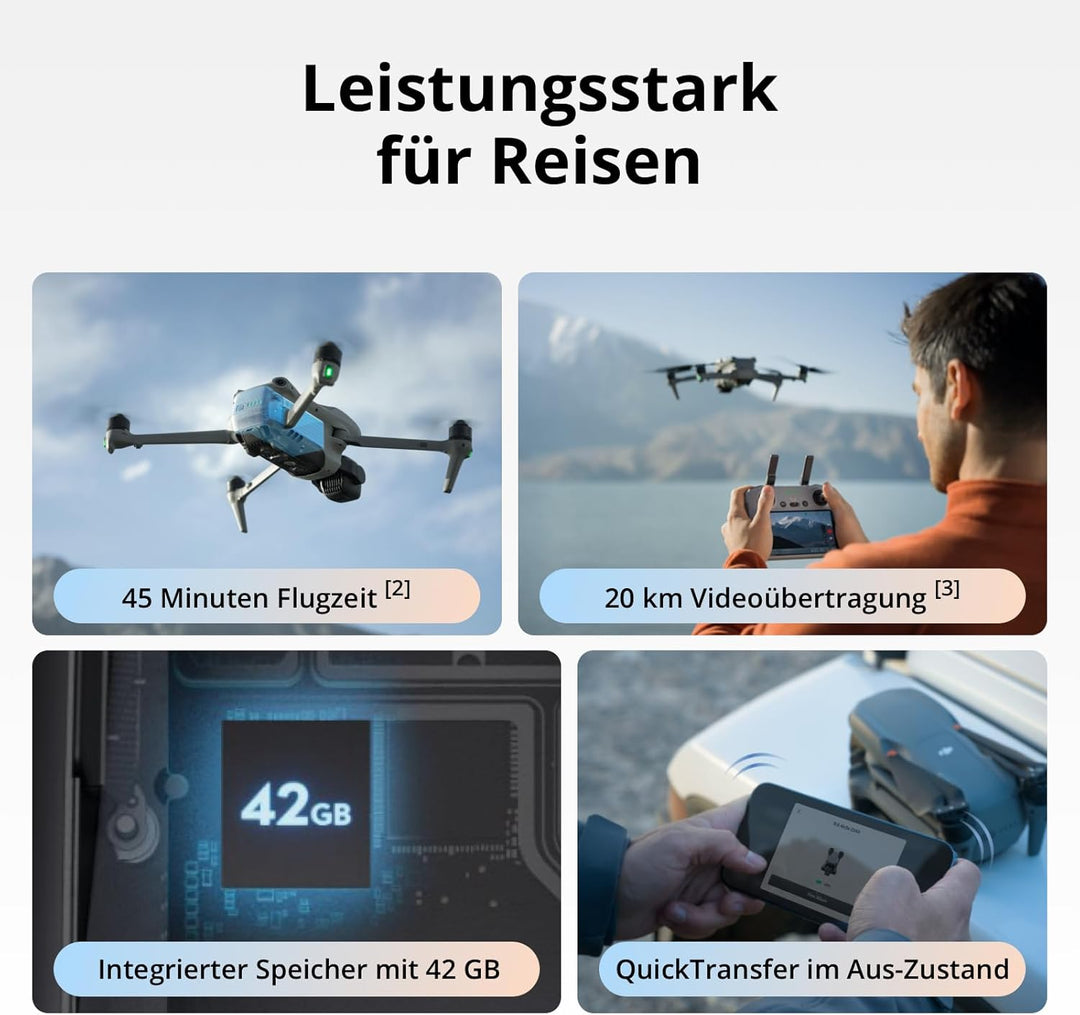DJI Air 3S (RC-N3), Drohne mit 4K-Kamera, Dual-Kameradrohne mit 1" CMOS Weitwinkelkamera, 4K/60fps H