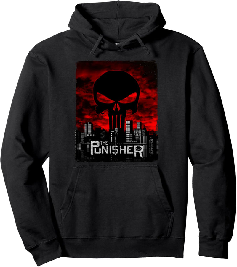 Marvel The Punisher Skyline Cityscape Skull Pullover Hoodie