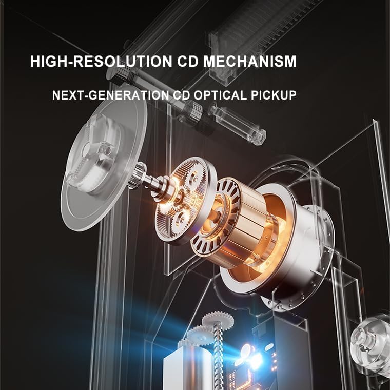 M1 Vertikaler Bluetooth CD-Player, Tragbar, Transparentes Design, Transparenter vertikaler CD-Player