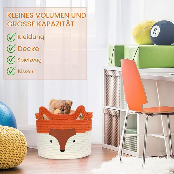 Aufbewahrungskorb Kinder aus Baumwolle für Spielzeug und Wäsche, Wäschekorb und Spielzeugkorb in ein