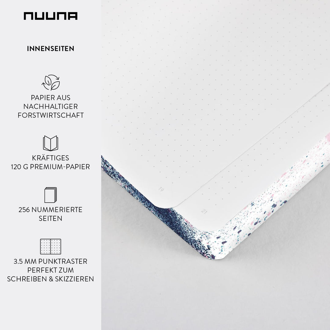 Nuuna Notizbuch A5+ | Composition L - Splash | Dotted Journal | 3,5mm Punktraster | 256 nummerierte
