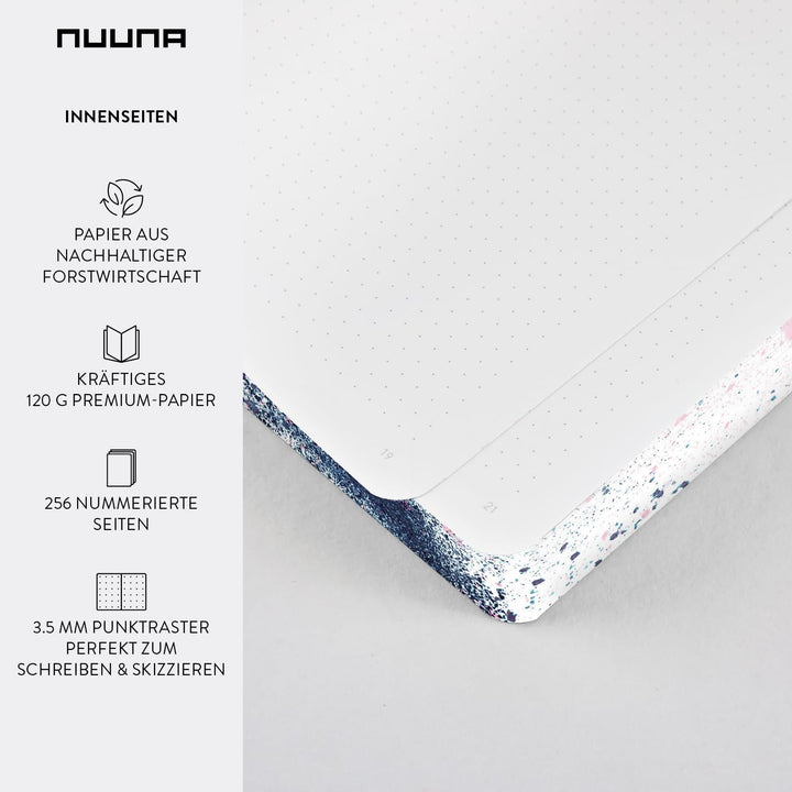Nuuna Notizbuch A5+ | Composition L - Splash | Dotted Journal | 3,5mm Punktraster | 256 nummerierte