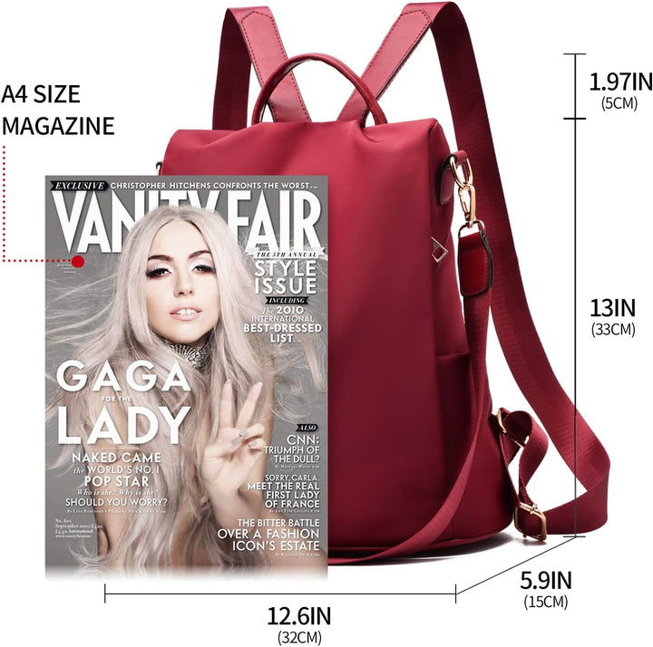 shepretty Damen Rucksack Anti Diebstahl Umhängetasche Multifunktions Schultaschen 8864-rot 32*14*33c