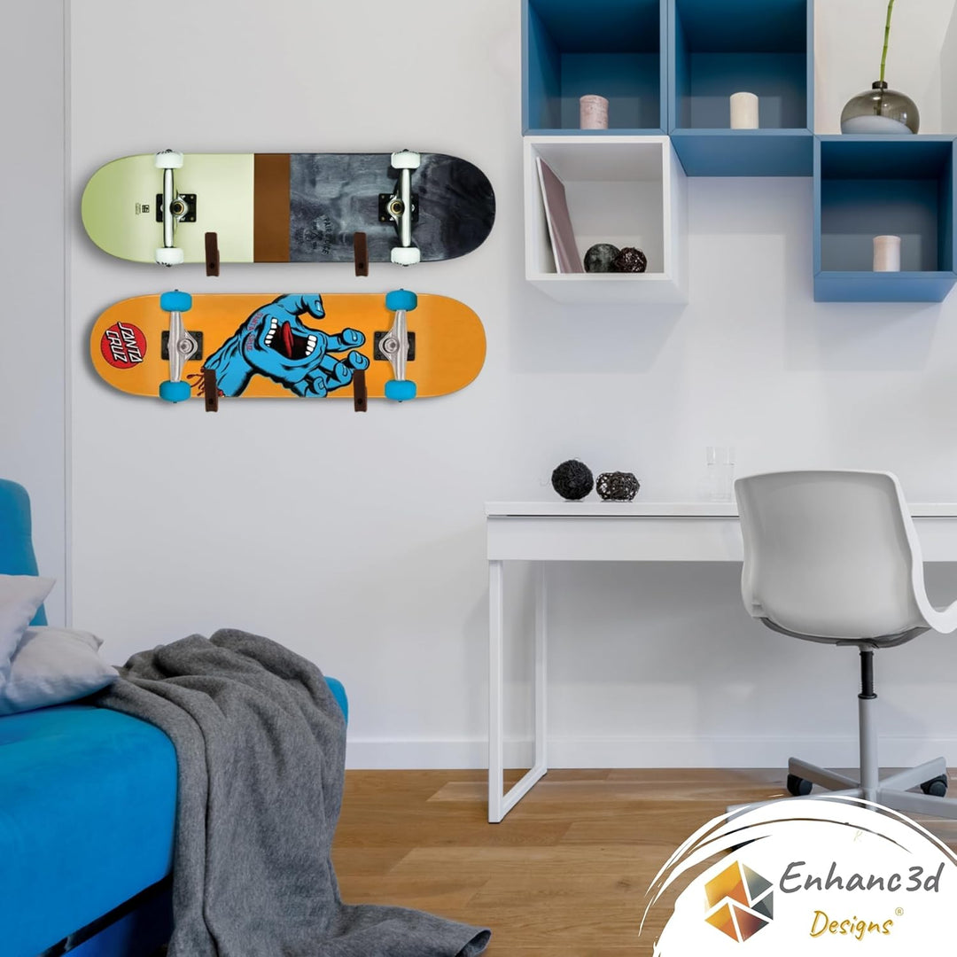 Enhanc3d Designs- Skateboard Halterung Wand – Skate, Surfskate und Longboard Wandhalterung – Moderne