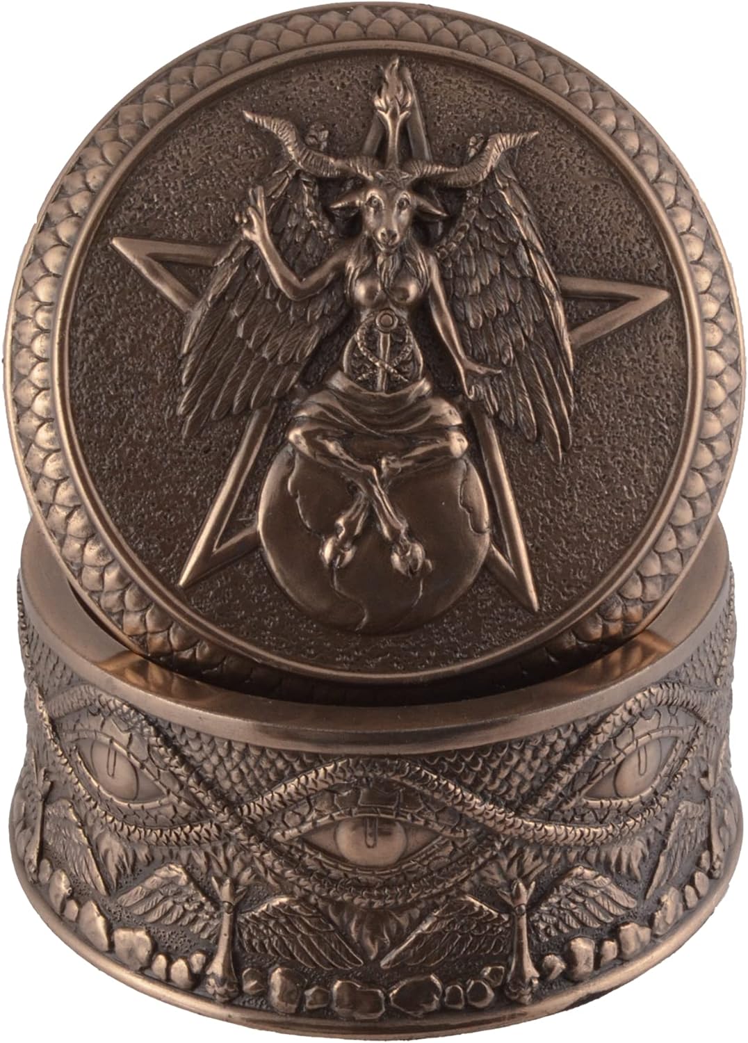 Pentagrammdose mit Gottheit Baphomet - rund bronziert by Veronese