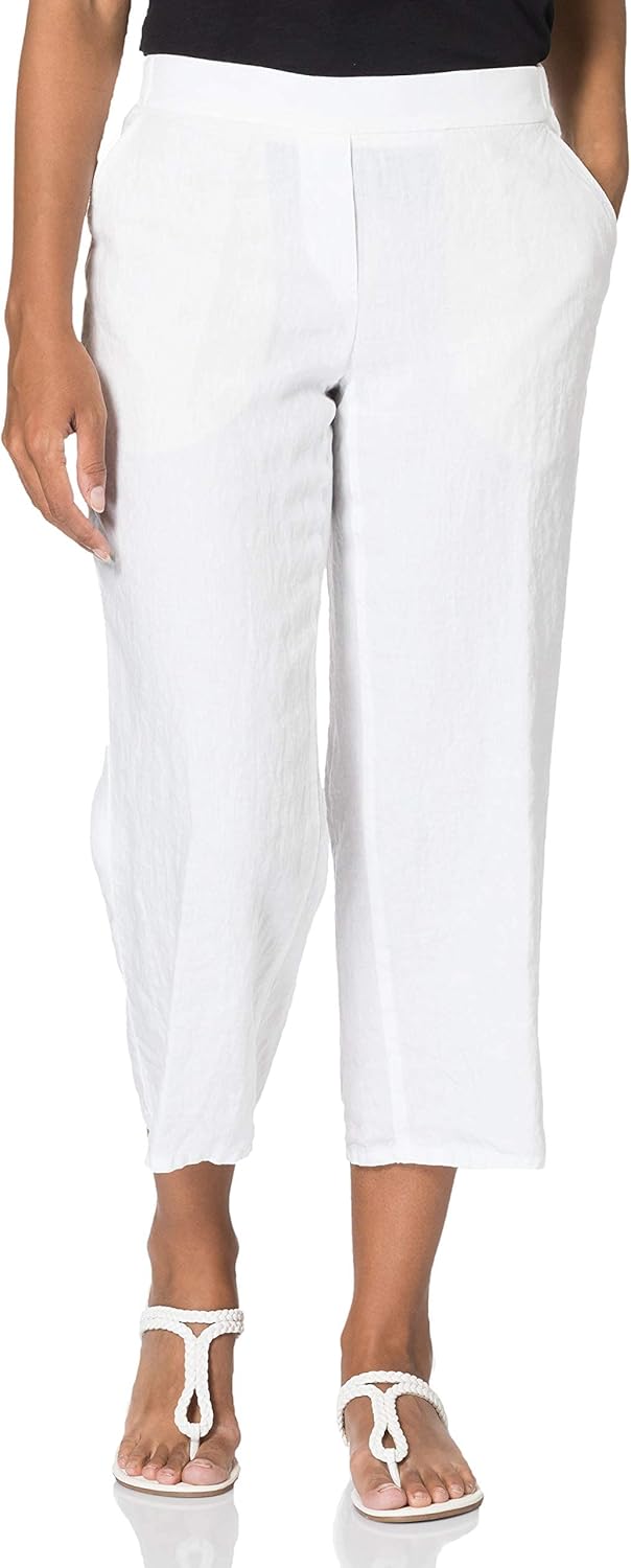 BRAX Damen Style Maine S Verkürzte Leinenhose Hose 34W / 30L Weiss 1, 34W / 30L Wei&#xDF; 1