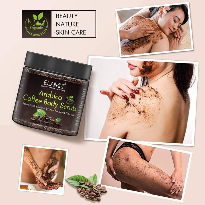 Natürliches Kaffee Body Scrub Peeling mit Bio-Kaffee-Körperpeeling, Face, Body Scrub Peeling Grau, G