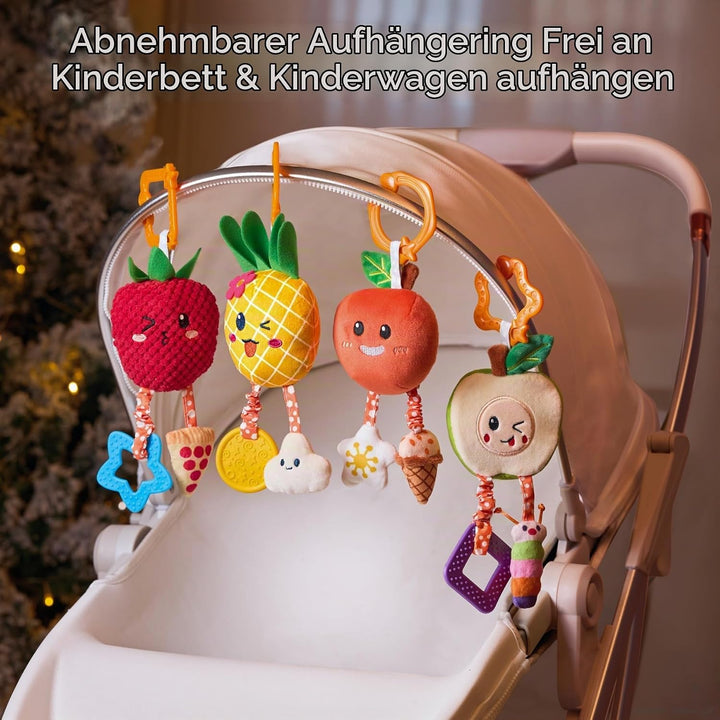 OR OR TU Baby Spielzeug 0 3 6 9 12 Monate Kinderwagenkette with Beissringen Glocke 4Stück Niedliche