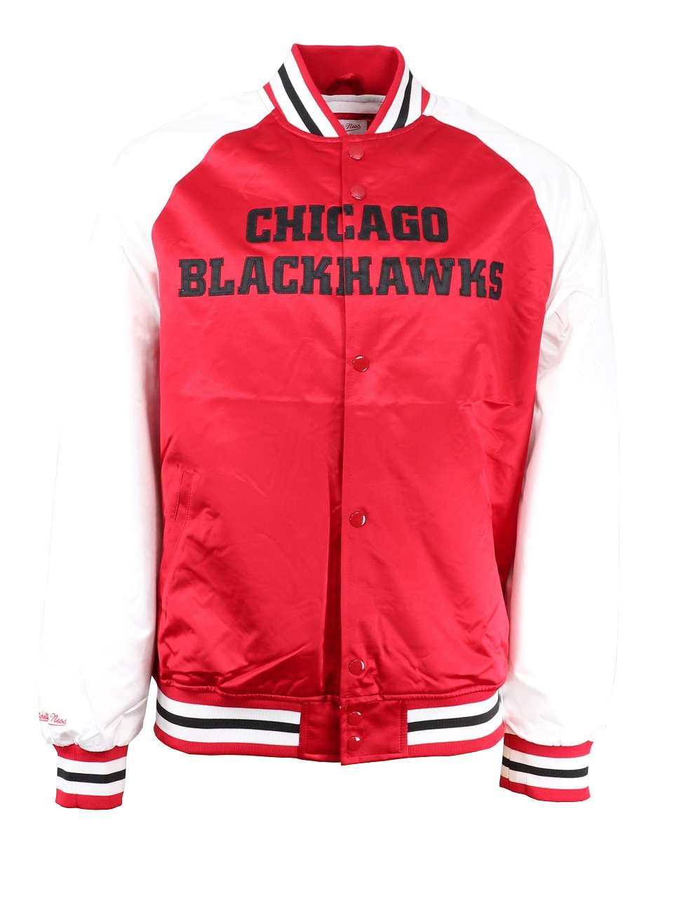 Mitchell & Ness NBA Hometown LW Satin Jacket, White S #5-Blackhawks-Scarlet-31098, S #5-Blackhawks-S