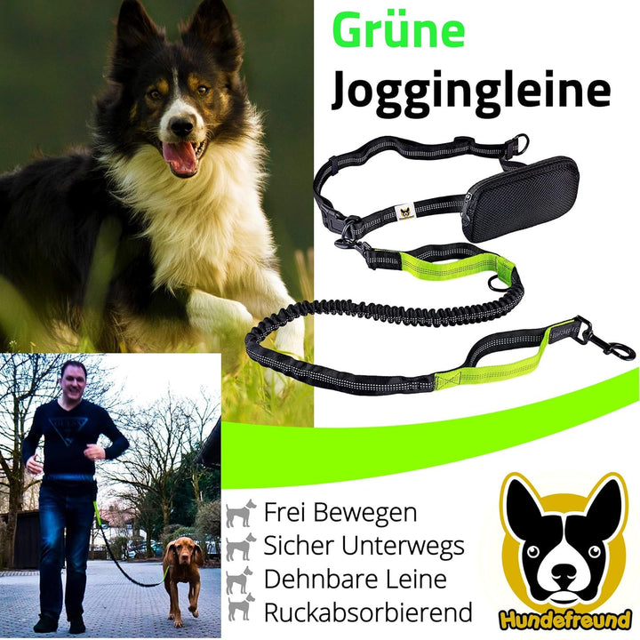 Jogging-Leine - Elastische und reflektierende 120 cm Hundeleine (bis 200 cm dehnbar) mit verstellbar
