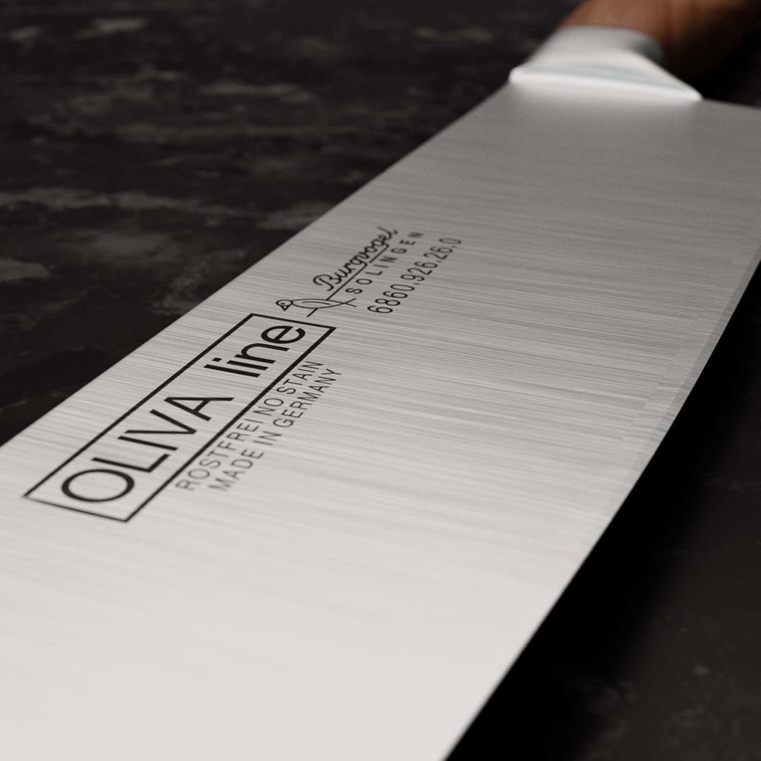 Burgvogel Solingen Kochmesser 26 cm geschmiedet Olivenholz, Oliva Line, rostfrei, deutsches Küchenme