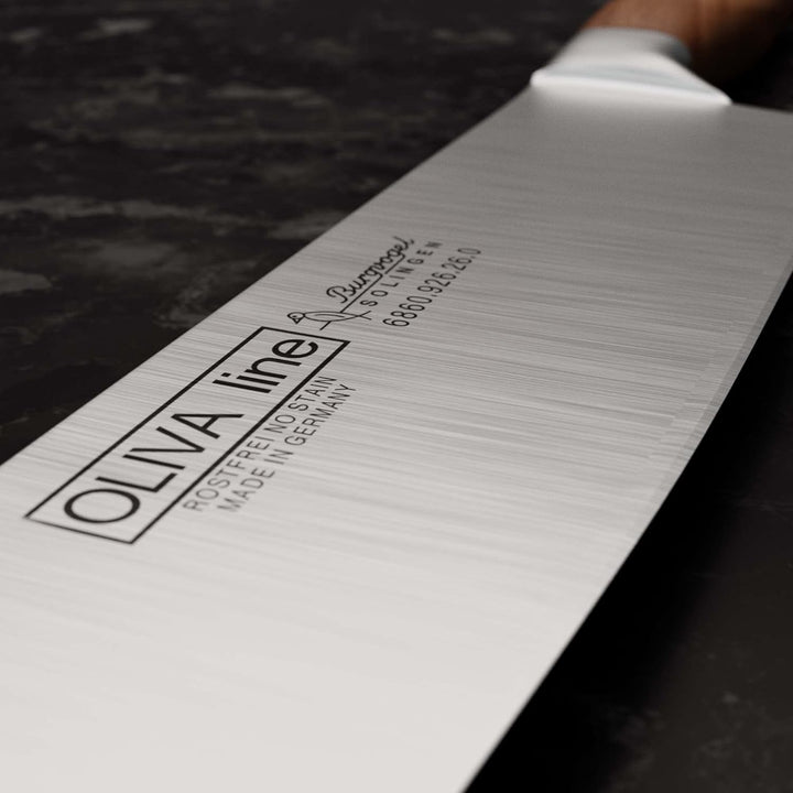 Burgvogel Solingen Kochmesser 26 cm geschmiedet Olivenholz, Oliva Line, rostfrei, deutsches Küchenme