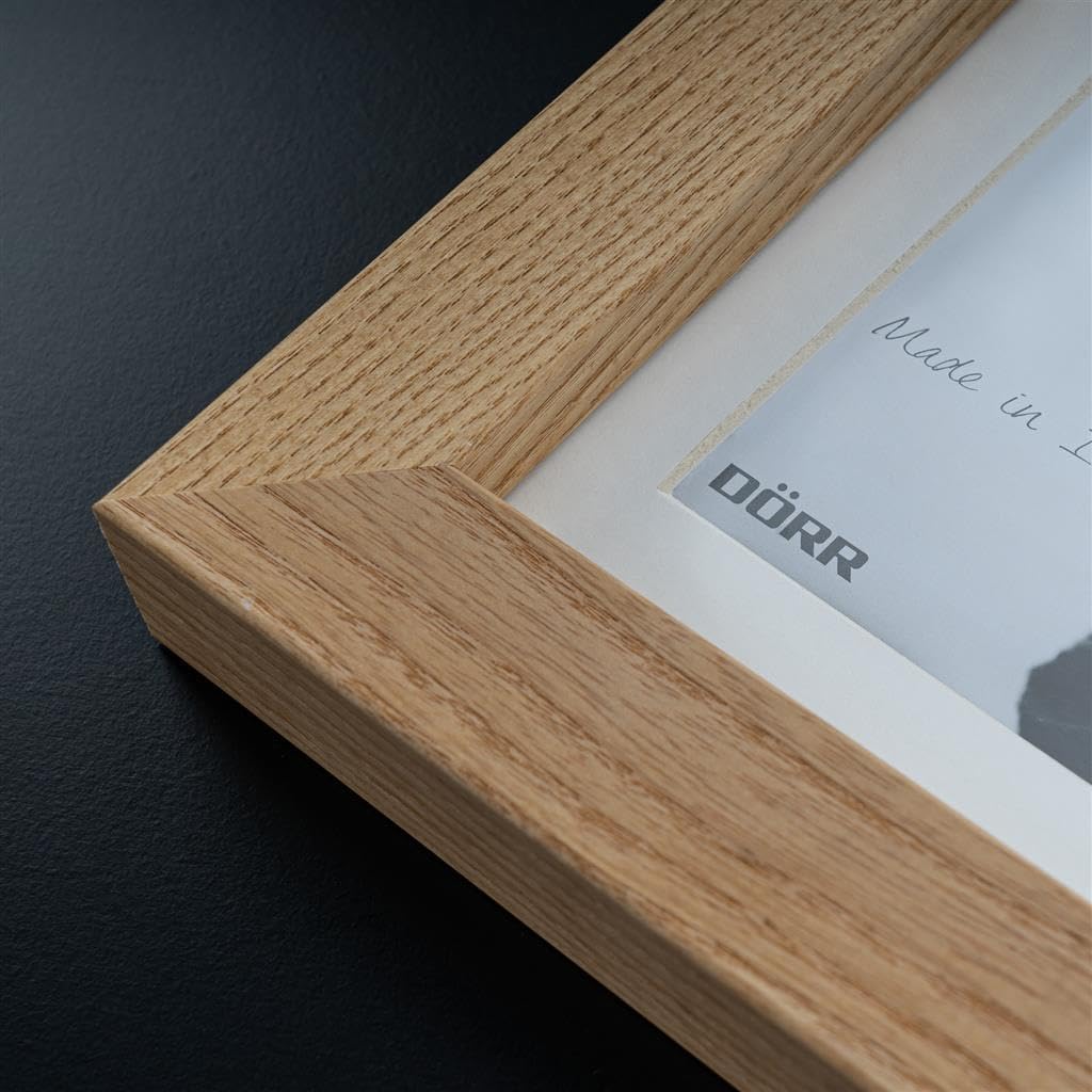 DÖRR Bilderrahmen Oakwood Slim 40x50 hellbraun, Eiche-Massivholz, Echtglas, mit Passepartout, Hoch-