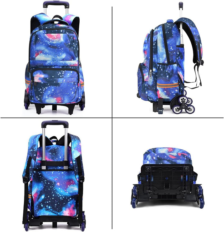 Rucksack mit Rollen Kinder Schulrucksack Teenager Jungen Schultasche Trolley Schulranzen mit Rollen