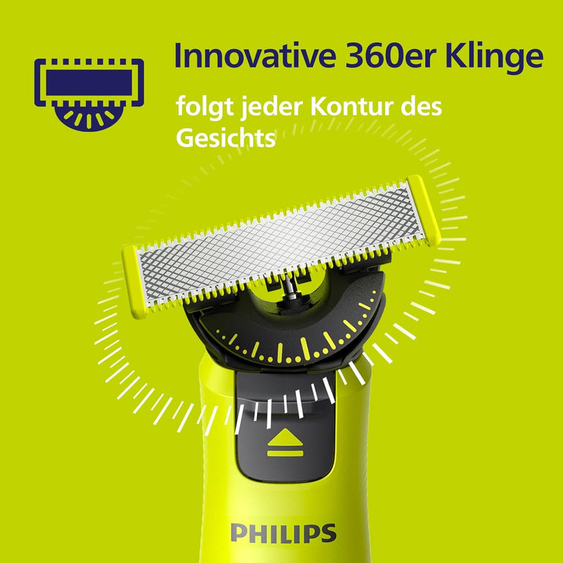 Philips OneBlade 360 Original-Ersatzklingen für alle OneBlade und OneBlade Pro Modelle, aus langlebi