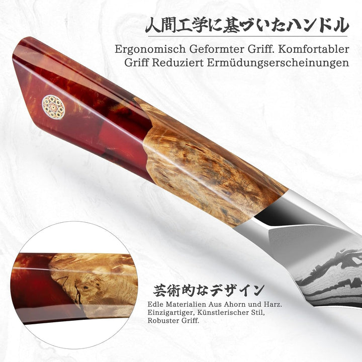 SHAN ZU Damast Filetiermesser, Japanisches Ausbeinmesser aus SG2-Pulverstahl, Handgeschmiedetes 18cm