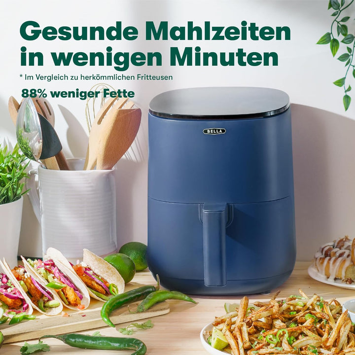 BELLA 3 L Touchscreen-Luftfritteuse, ölfreies Frittieren, Spülmaschinenfeste Antihaft-Pfanne und Fri